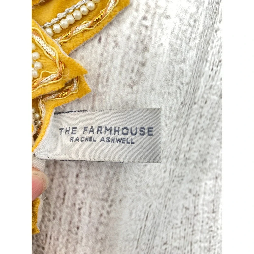 Rachel Ashwell The Farmhouse Sunflower Placemats (2) Yellow Beaded Floral Autumn